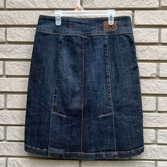 Lois Asymmetrical Denim Skirt Button Front Sz 7 - Picture 5 of 8